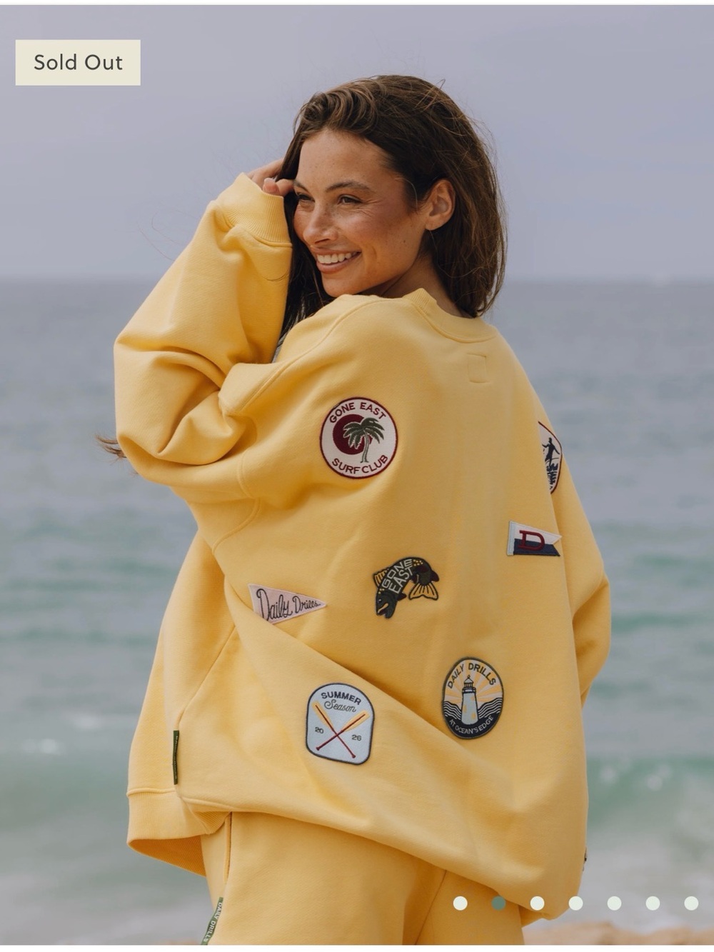 New! Daily Drills oversized Out East crewneck in yellow - Picture 9 of 9